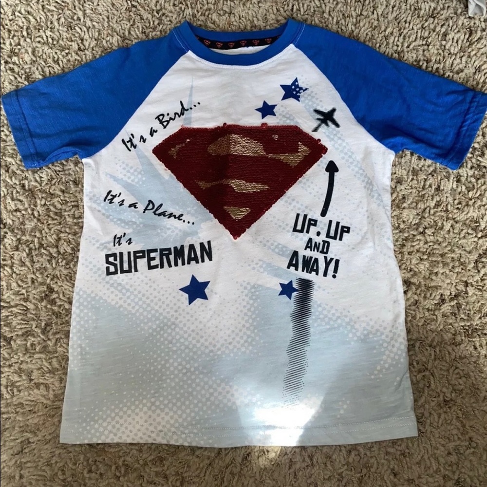 Girls Superman Flip Sequins Shirt size 8